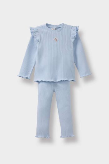 Girls' Baby 2-Piece Floral Long Sleeve Ribbed T-Shirt and Leggings Set