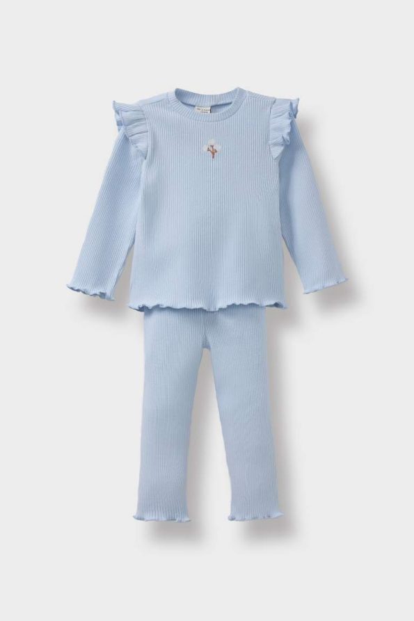 Girls' Baby 2-Piece Floral Long Sleeve Ribbed T-Shirt and Leggings Set
