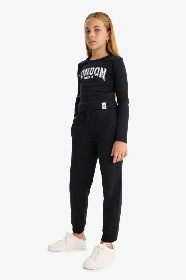 Girls' Standard Fit Basic Elastic Waist School Jogger Pants