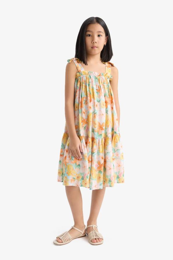 Girls' Floral Print Summer Dress
