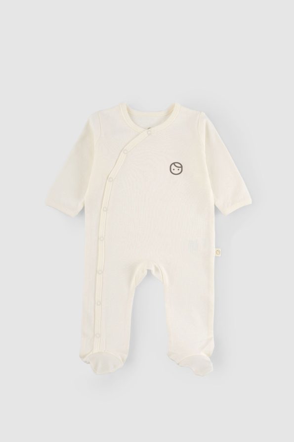 Newborn Footed Romper Ecru Organic Cotton