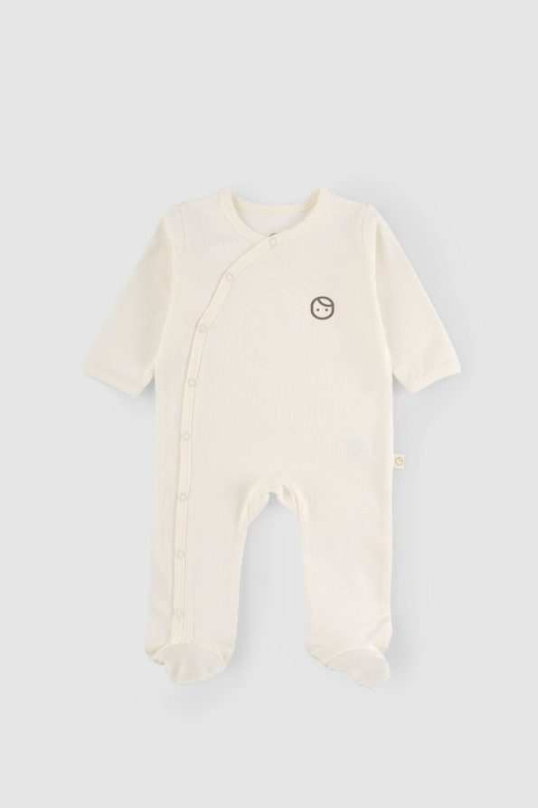 Newborn Footed Romper Ecru Organic Cotton