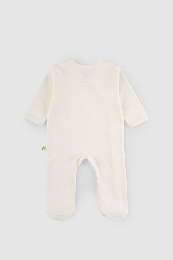 Newborn Footed Romper Ecru Organic Cotton