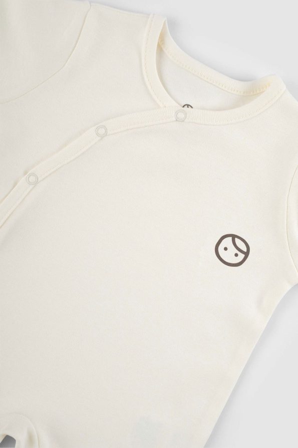 Newborn Footed Romper Ecru Organic Cotton