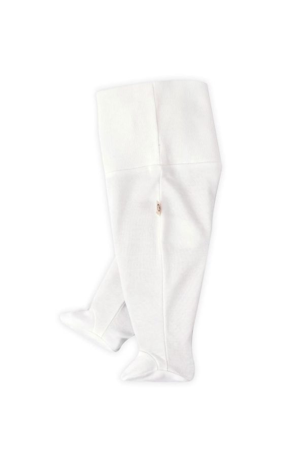High Waist Footed Pants Newborn White Organic Cotton