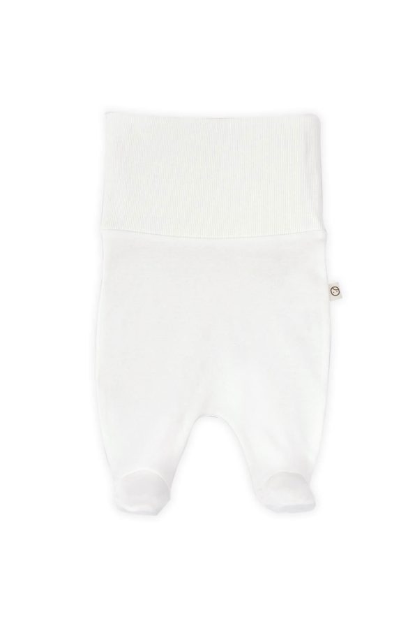 High Waist Footed Pants Newborn White Organic Cotton