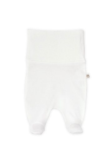 High Waist Footed Pants Newborn White Organic Cotton