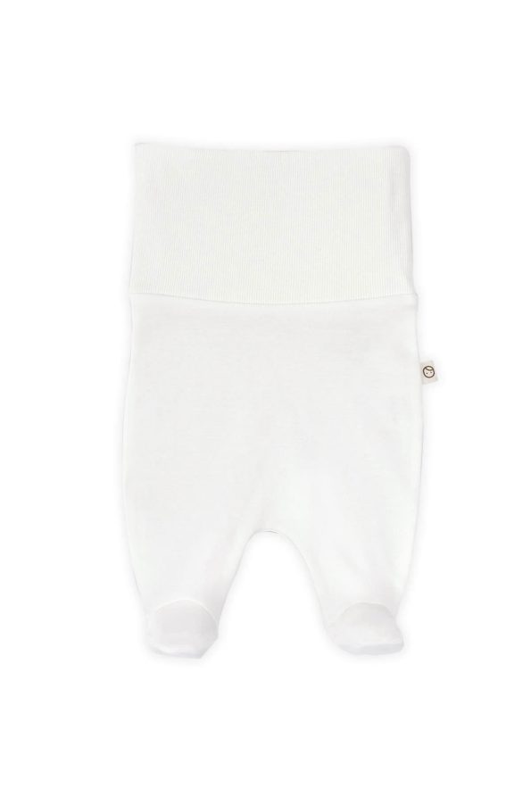 High Waist Footed Pants Newborn White Organic Cotton