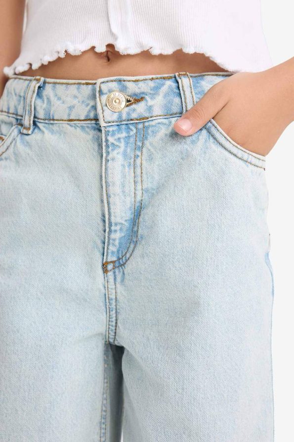 Girls' Wide Leg Distressed Denim Jeans