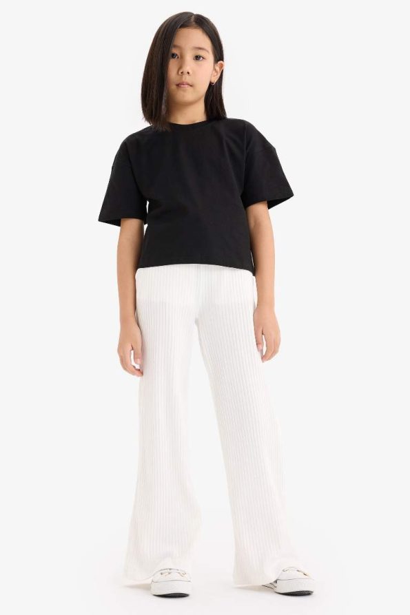 Girls' Relaxed Fit Crew Neck Basic Short Sleeve T-Shirt