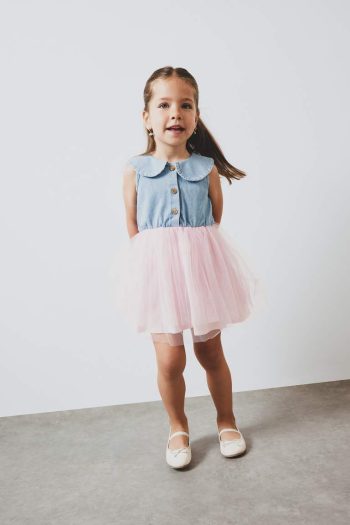 Girls' Sleeveless Tulle Skirt Summer Dress