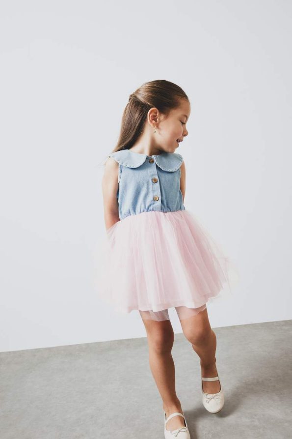 Girls' Sleeveless Tulle Skirt Summer Dress