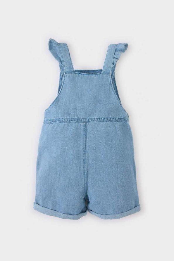 Girls' Heart Print Denim Overalls