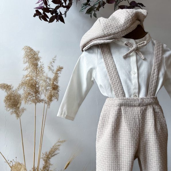 Beige Wooly Overalls with Shirt