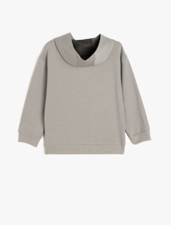 Boys' Cotton Hooded Long Sleeve Oversized Sweatshirt with Slogan Print