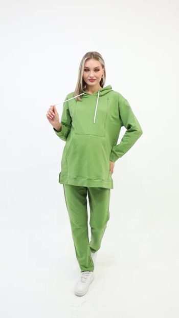 BIG LESSON Maternity Nursing Detail Zippered Oversized Stretch Adjustable Belly Band Tracksuit