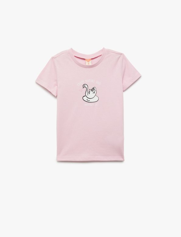 Girls' Cotton Printed Short Sleeve Crew Neck T-Shirt Set