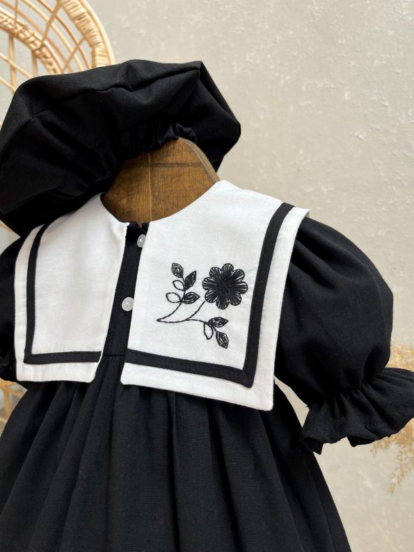 Black Floral Collar Dress