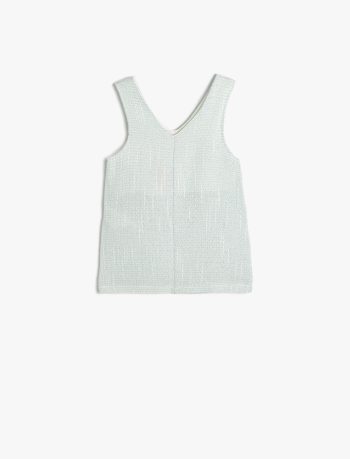 Girls' Cotton Tweed Dress with V-Neck, Pockets, and Bow Detail