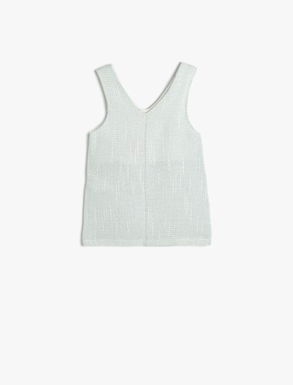 Girls' Cotton Tweed Dress with V-Neck, Pockets, and Bow Detail