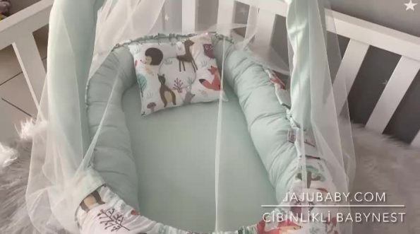 Jaju Baby Cute Forest Baby Nest with Canopy and Toy Hanger