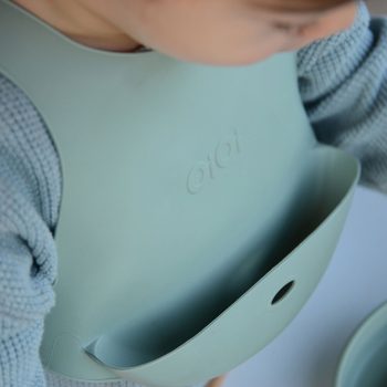 Silicone Baby Bib River Green