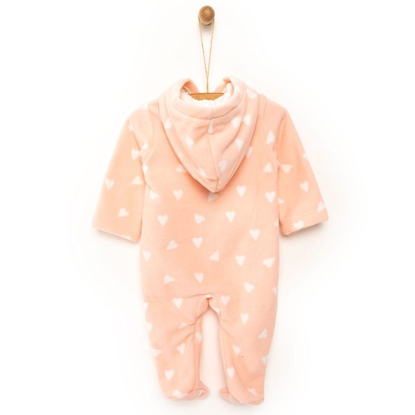 Newborn Animal Print Hooded Fleece Romper for Baby Girls