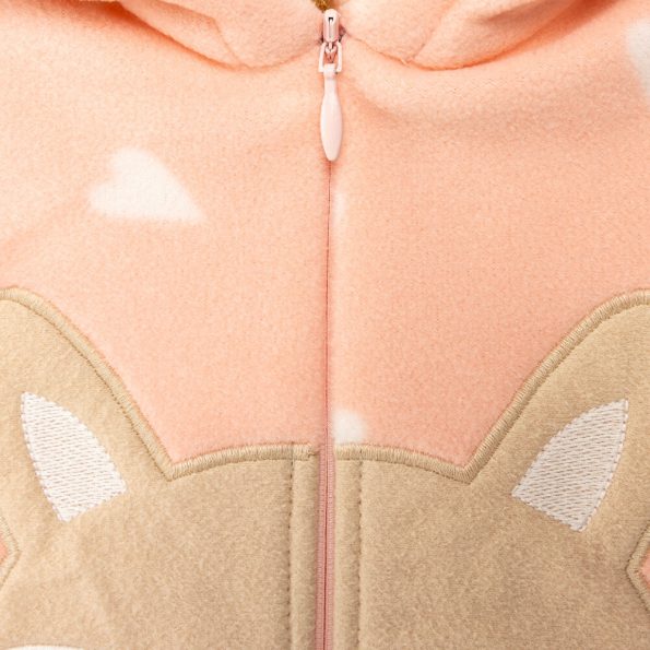 Newborn Animal Print Hooded Fleece Romper for Baby Girls
