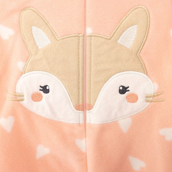 Newborn Animal Print Hooded Fleece Romper for Baby Girls