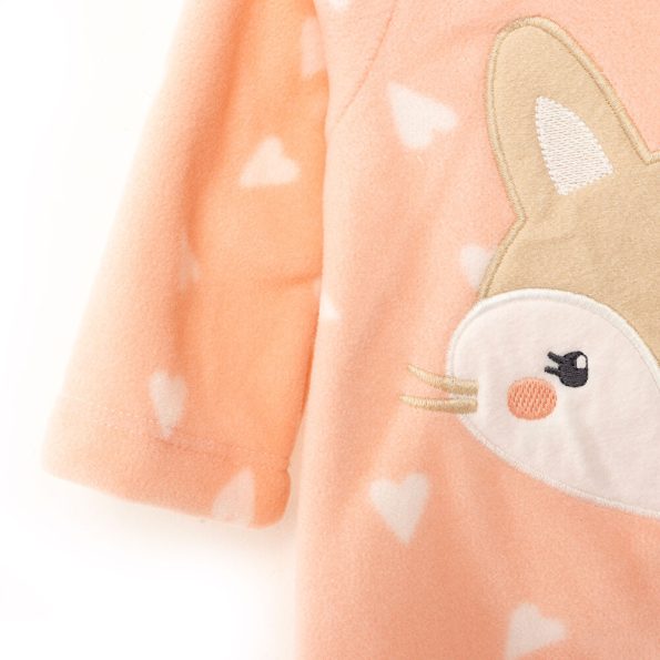 Newborn Animal Print Hooded Fleece Romper for Baby Girls