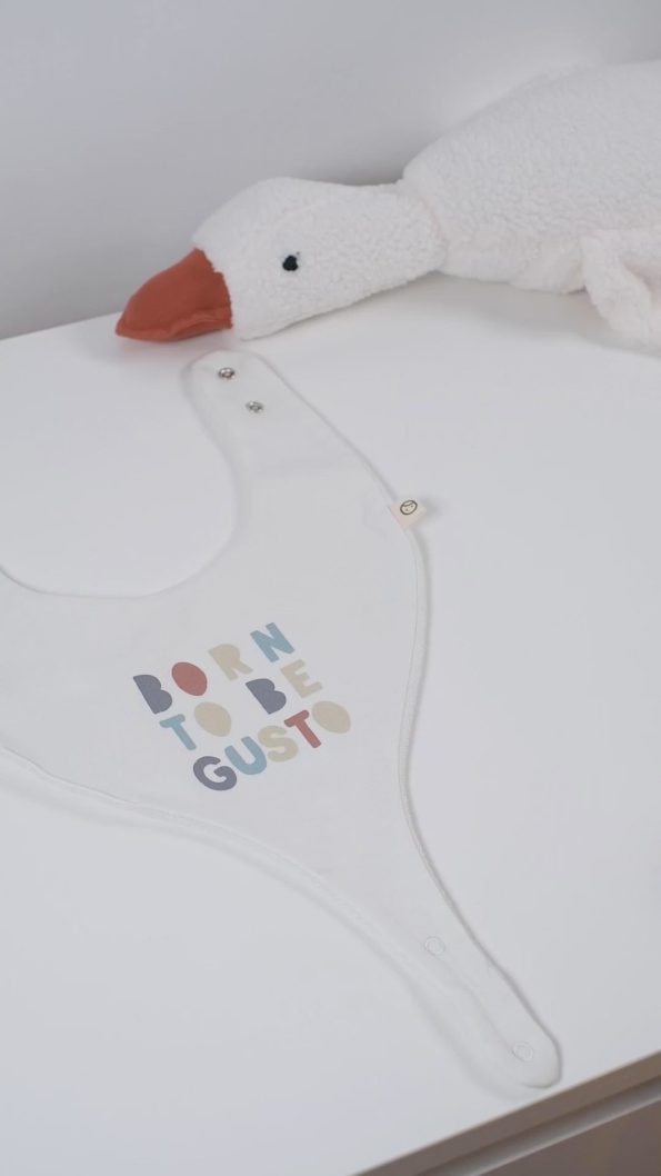 Organic Cotton Waterproof Cosmos Pattern Olive Bib with Pacifier Holder
