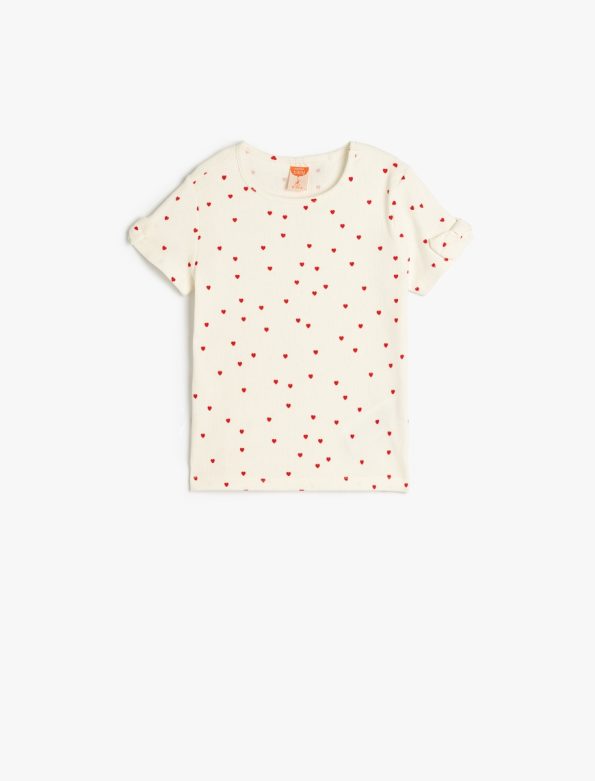 Girls' Cotton Short Sleeve Bicycle Neck T-Shirt with Bow Detail