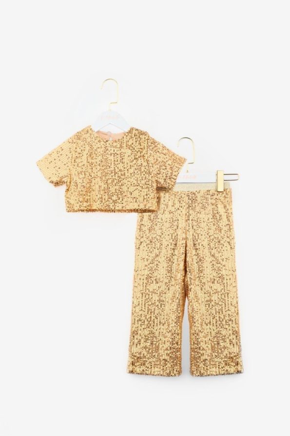 Gold Sequin Girls' Top and Bottom Set - Effie