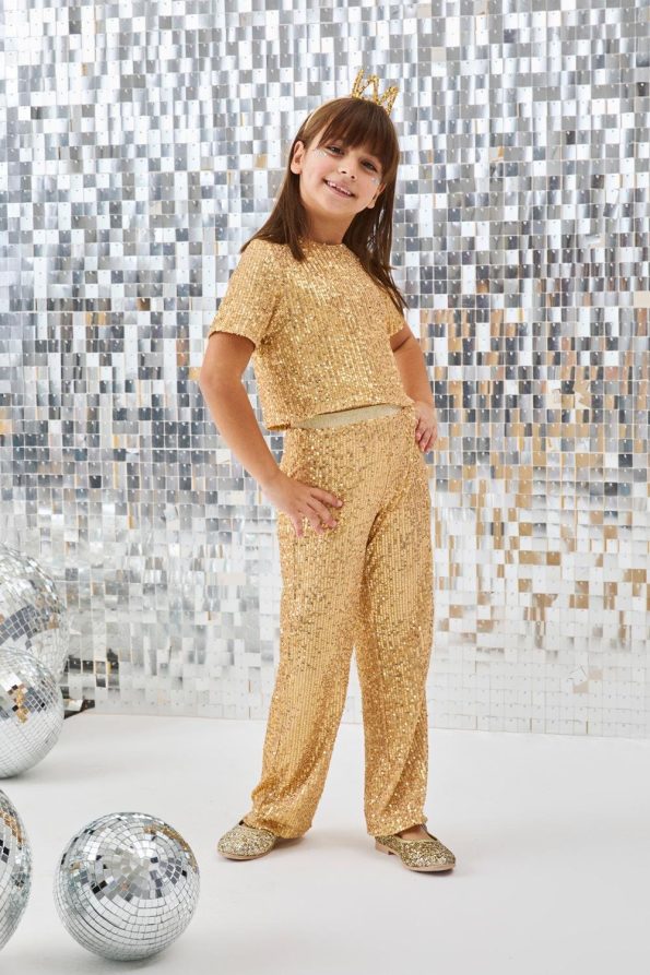 Gold Sequin Girls' Top and Bottom Set - Effie