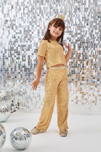 Gold Sequin Girls' Top and Bottom Set - Effie