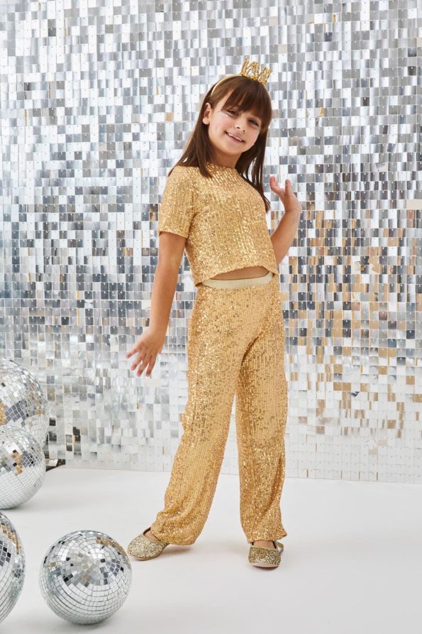 Gold Sequin Girls' Top and Bottom Set - Effie