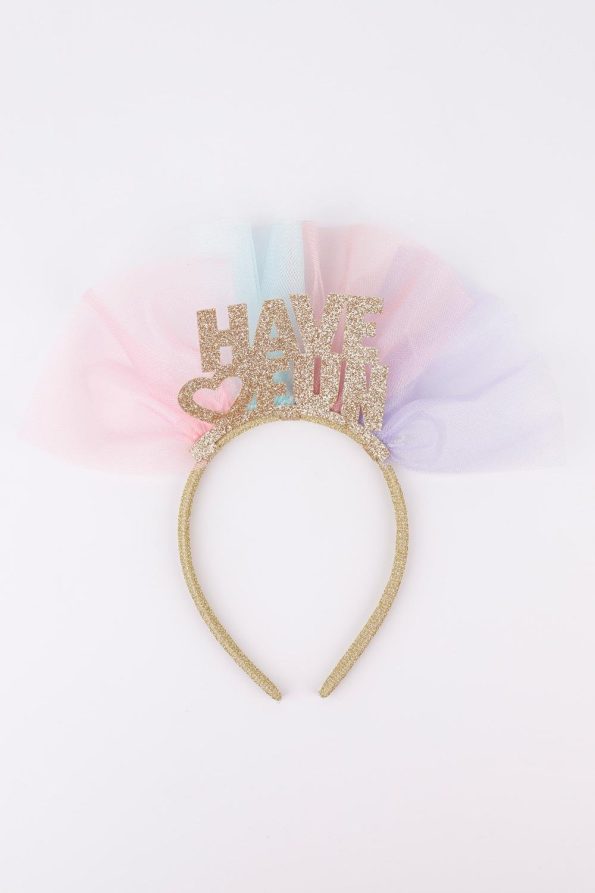 Gold Glitter Tulle Detail Have Fun Girls' Headband