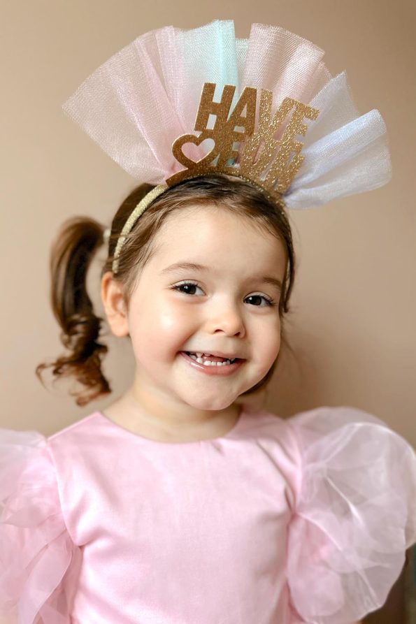 Gold Glitter Tulle Detail Have Fun Girls' Headband