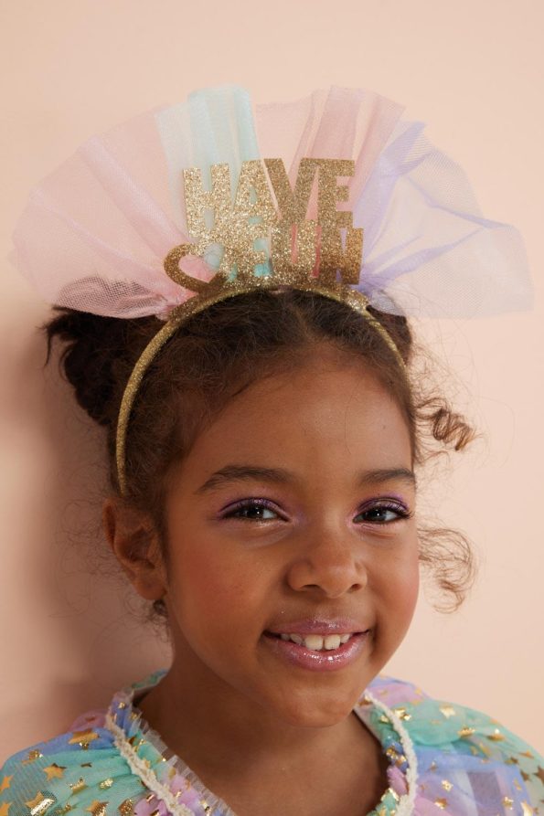 Gold Glitter Tulle Detail Have Fun Girls' Headband