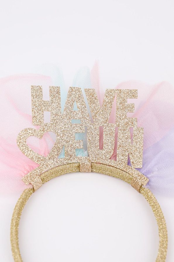 Gold Glitter Tulle Detail Have Fun Girls' Headband