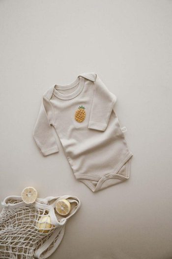 Embroidered Pineapple Long Sleeve Bodysuit