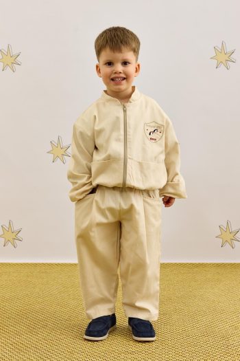 Embroidered Bomber Jacket Beige