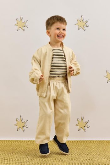 Embroidered Bomber Jacket Beige