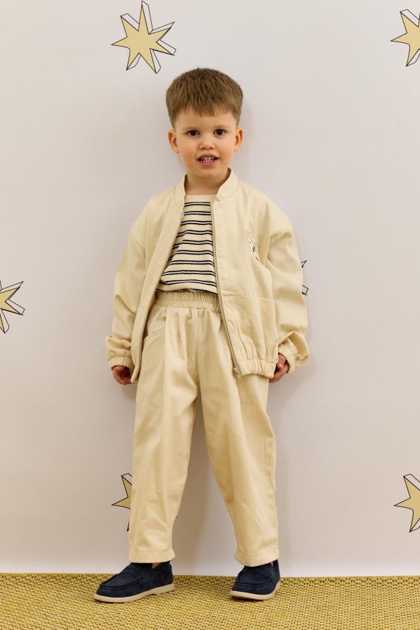 Embroidered Bomber Jacket Beige