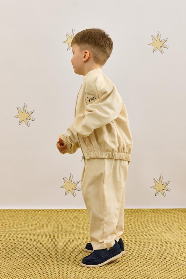 Embroidered Bomber Jacket Beige