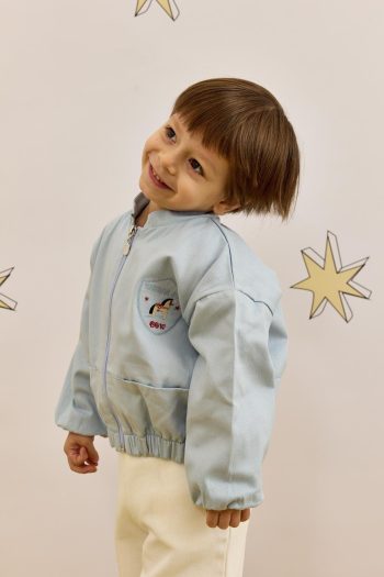 Embroidered Bomber Jacket Blue