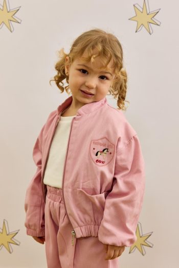 Embroidered Bomber Jacket Pink