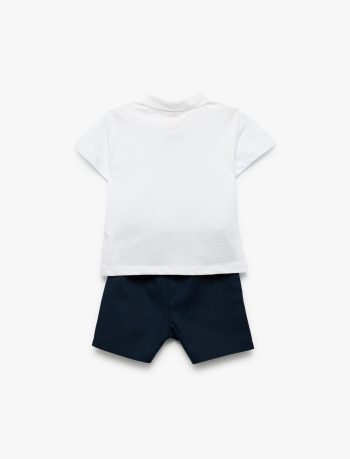 Baby Boys' Cotton Short Sleeve Polo Shirt and Drawstring Shorts Set
