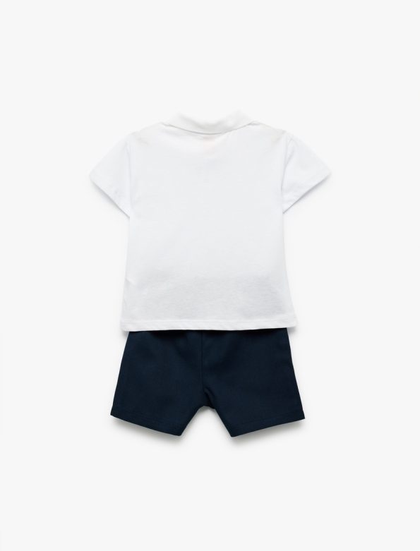 Baby Boys' Cotton Short Sleeve Polo Shirt and Drawstring Shorts Set