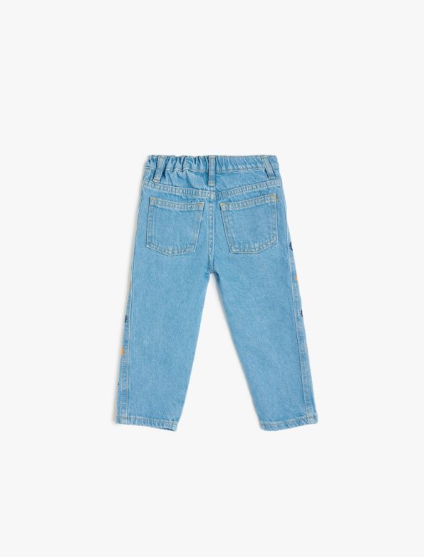 Girls' Cotton Denim Pants with Embroidery Details